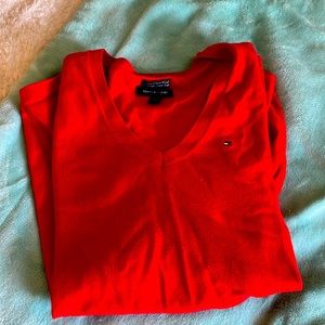 Tommy Hilfiger Red V-neck Sweater , size M